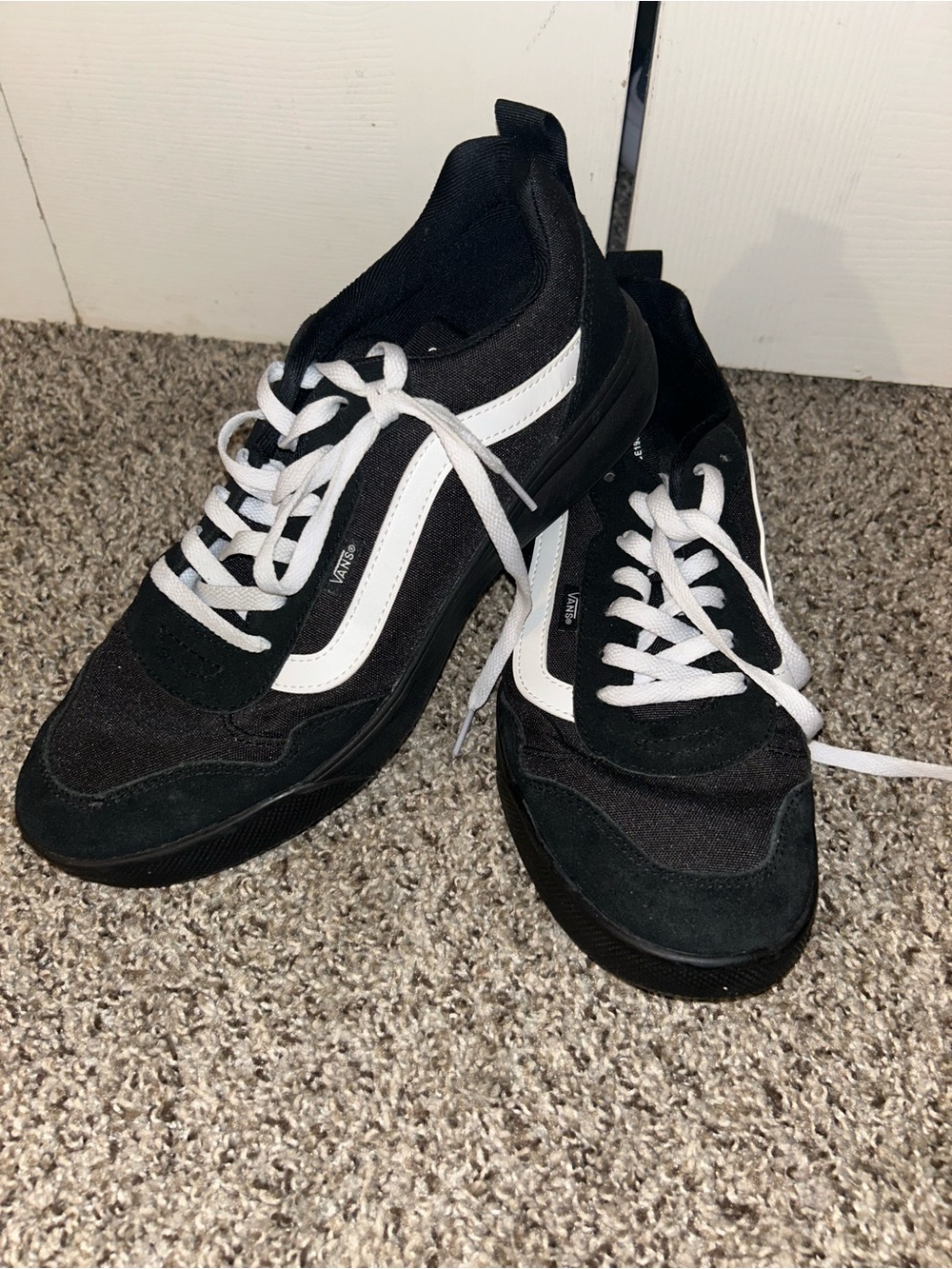 Vans Black and White Low-Top Skate Sneakers - Men's